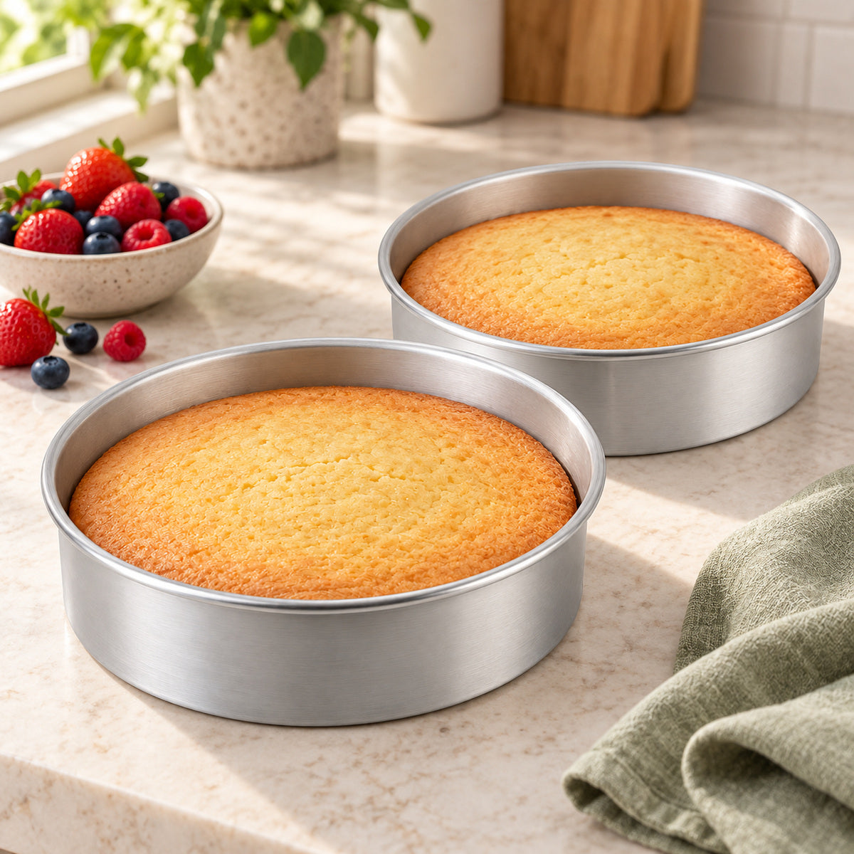 BAKEVIORA LayerNest 9-Inch Round Cake Pan Set, 2 Pieces