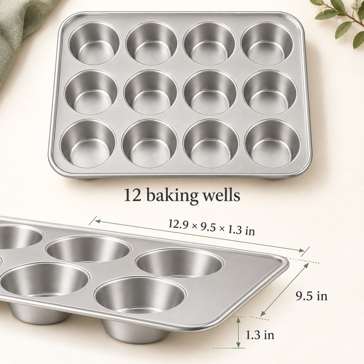 BAKEVIORA DawnBatch 12-Cavity Aluminum Muffin Pan