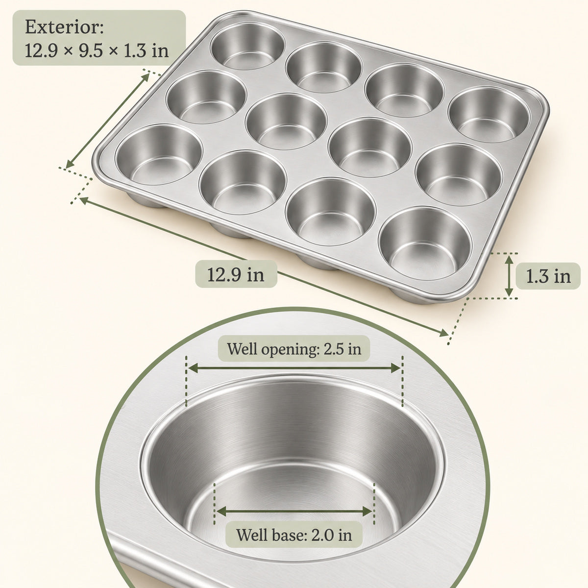 BAKEVIORA DawnBatch 12-Cavity Aluminum Muffin Pan