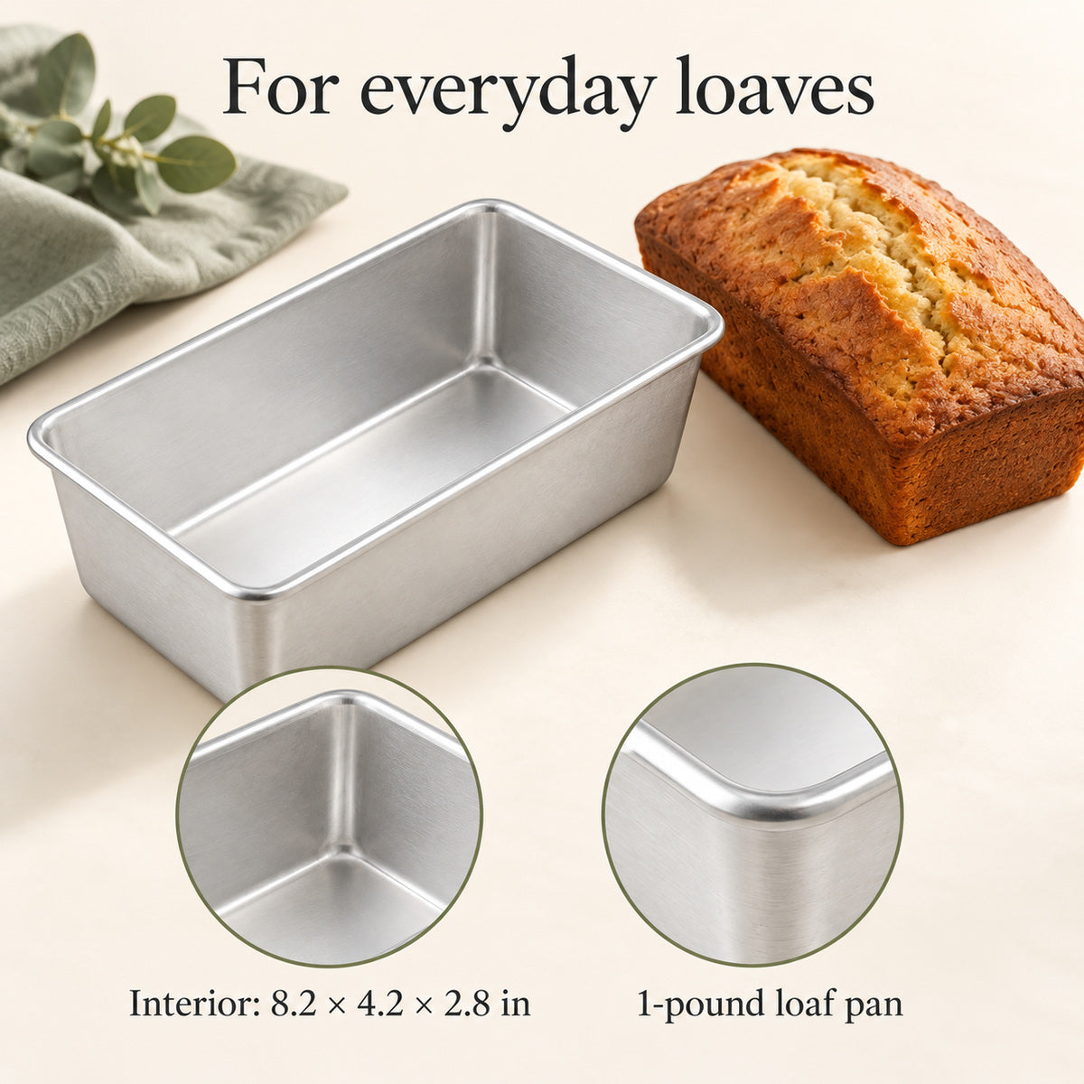 BAKEVIORA Loafline Aluminum 1-Pound Loaf Pan