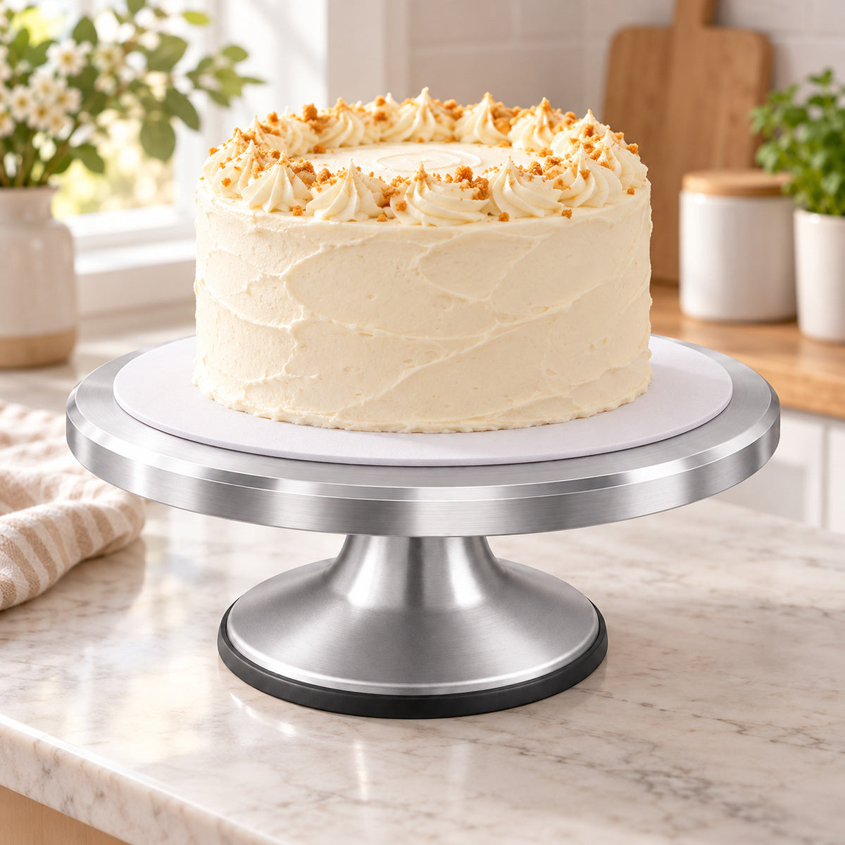 BAKEVIORA GlideRound 12-Inch Aluminum Cake Decorating Turntable