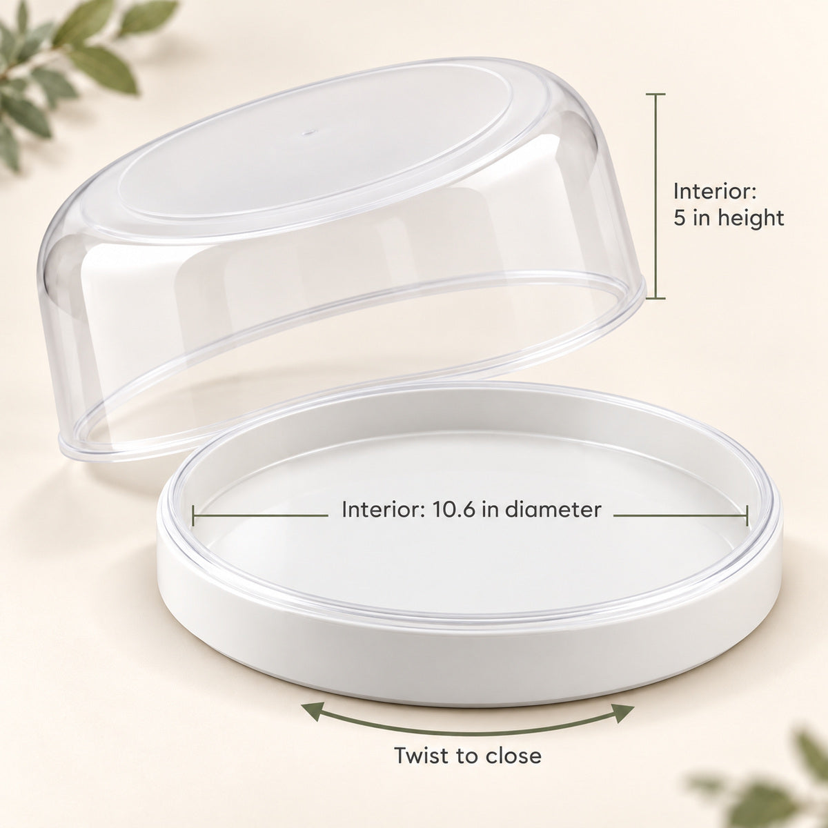 BAKEVIORA ClearNest Cake Keeper with Clear Dome and White Base