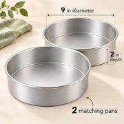 BAKEVIORA LayerNest 9-Inch Round Cake Pan Set, 2 Pieces