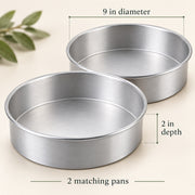 BAKEVIORA LayerNest 9-Inch Round Cake Pan Set, 2 Pieces