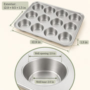 BAKEVIORA DawnBatch 12-Cavity Aluminum Muffin Pan