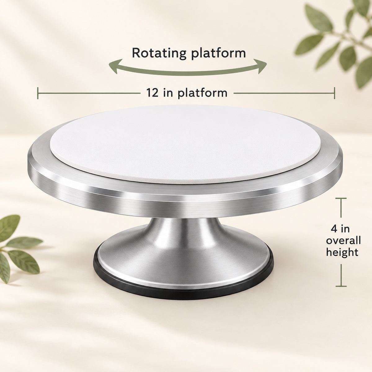 BAKEVIORA GlideRound 12-Inch Aluminum Cake Decorating Turntable
