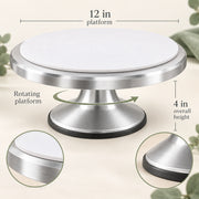 BAKEVIORA GlideRound 12-Inch Aluminum Cake Decorating Turntable