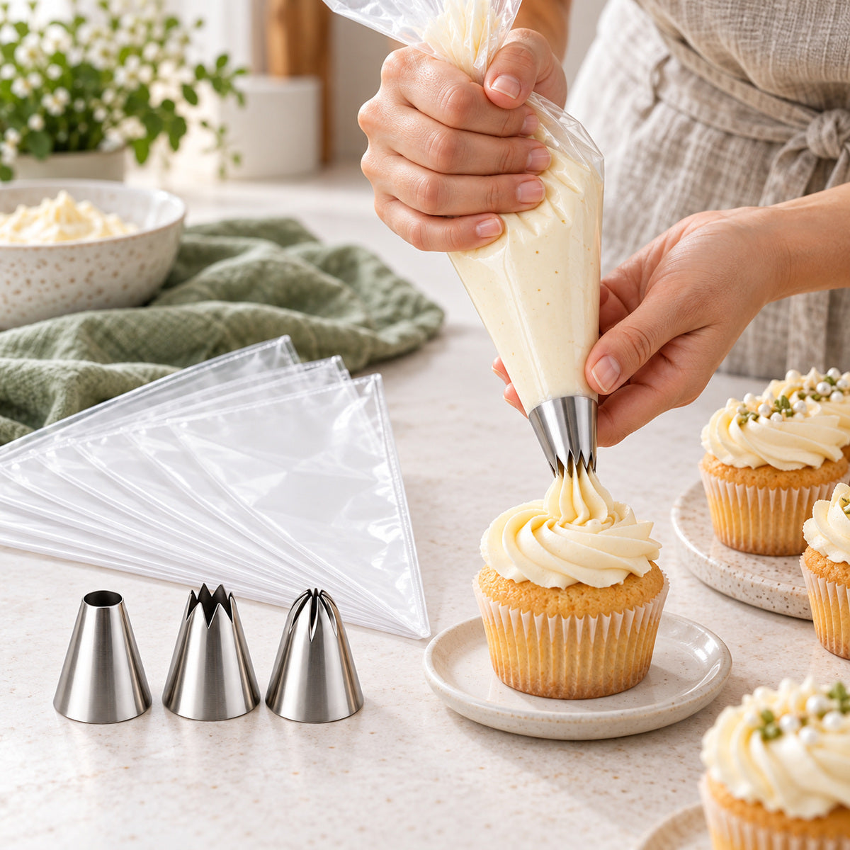 BAKEVIORA SwirlStart 12-Piece Piping Tip and Bag Set