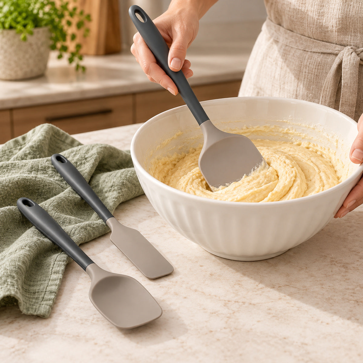 BAKEVIORA Foldwell 3-Piece Silicone Spatula Set