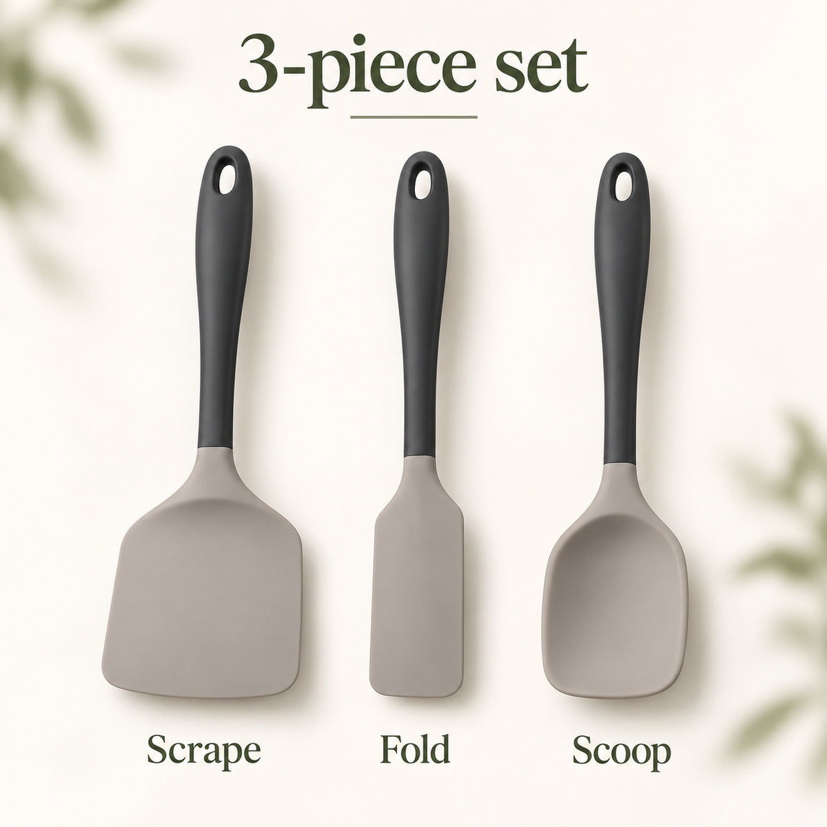 BAKEVIORA Foldwell 3-Piece Silicone Spatula Set